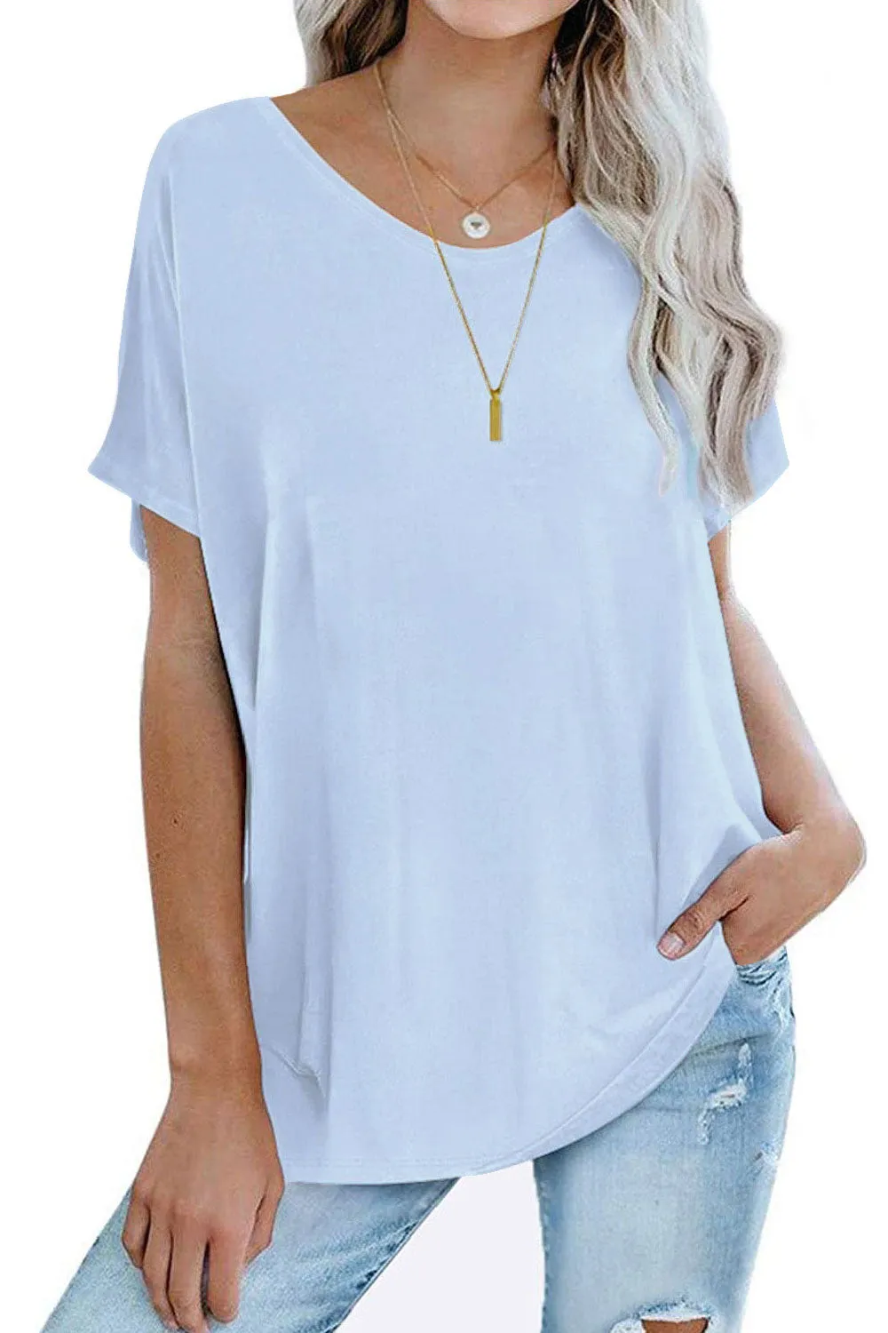 Womens Oversized Tops Crew Neck Short Sleeve T Shirts
