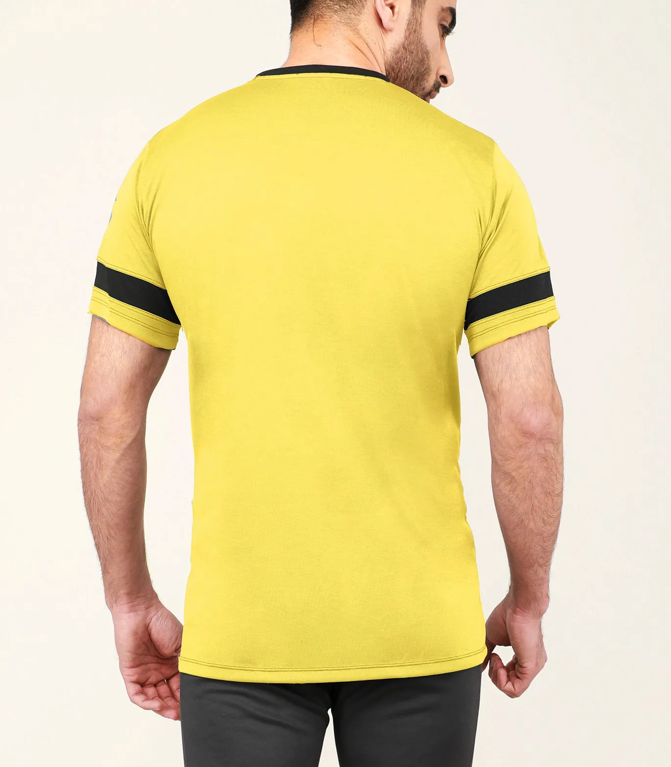 Yellow & Black Stripe V-Neck T-Shirt