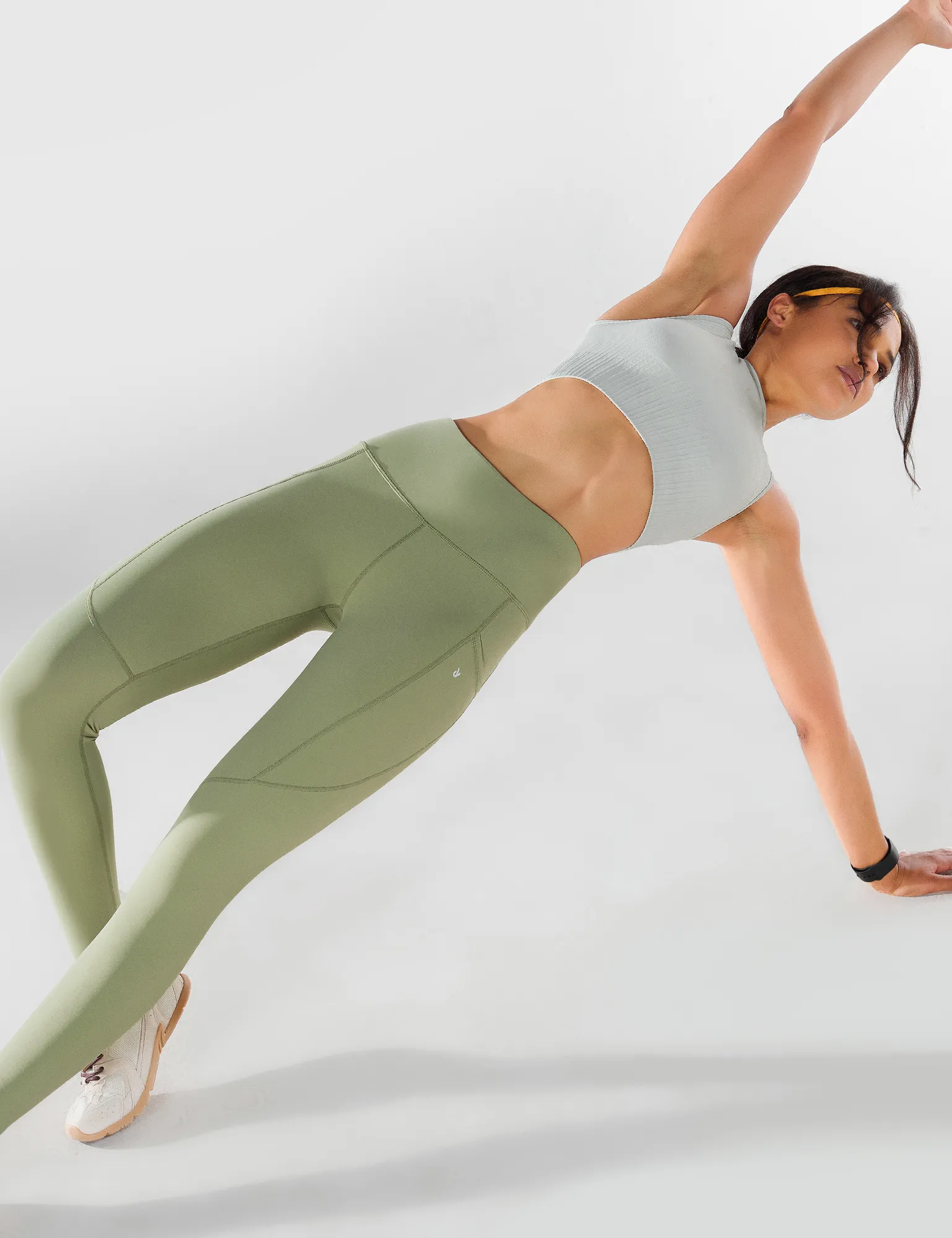 YR Yoga Workout Leggings for Women with Pockets, High-Waisted Compression Gym Leggings, Green
